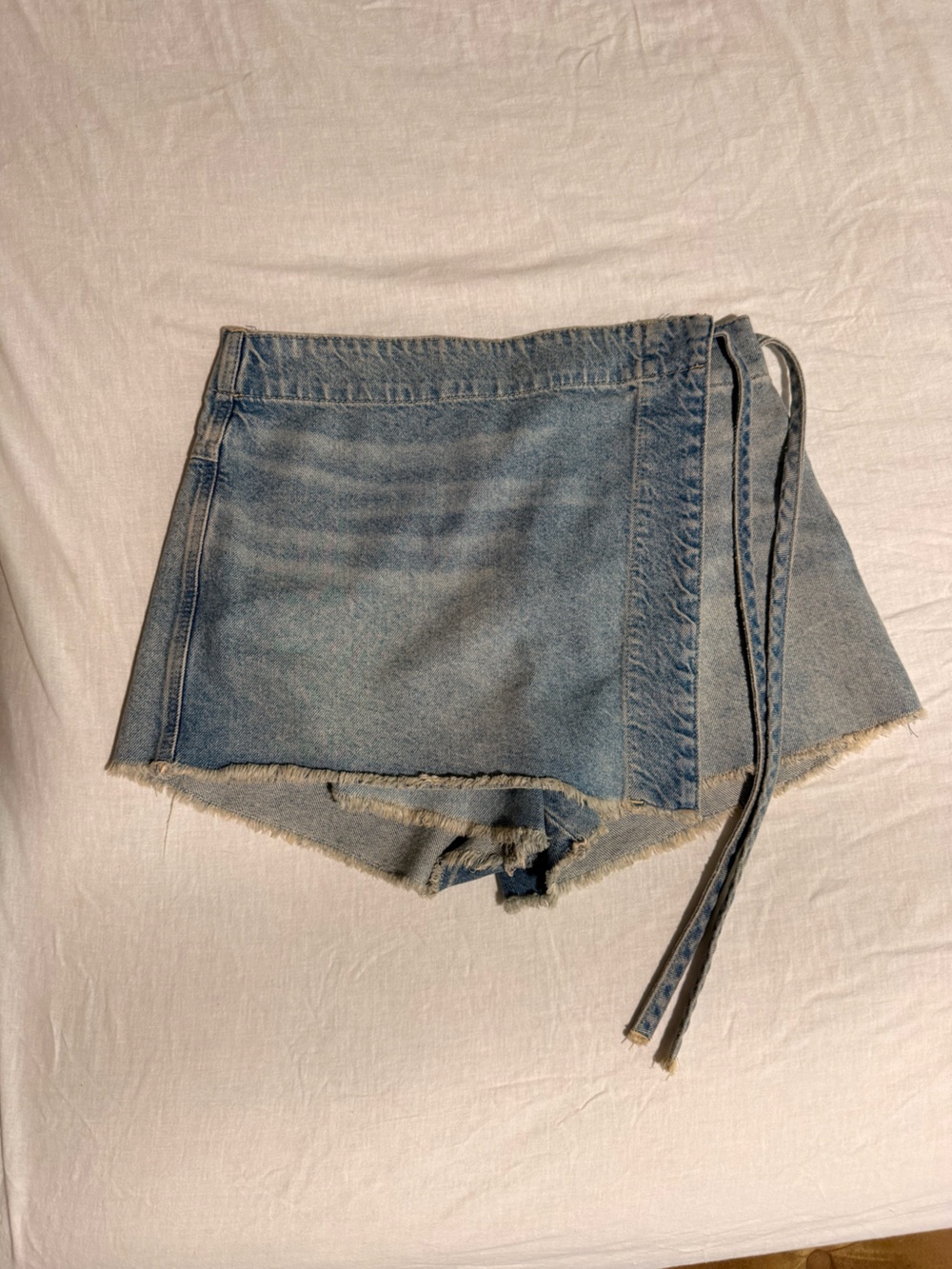We The Free Light Blue Denim Wrap Shorts